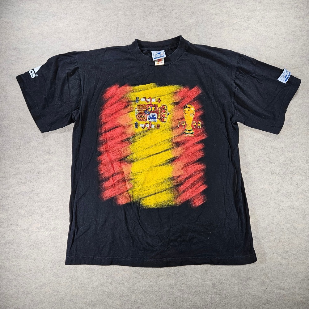 Vintage 1998 Adidas Spain FIFA World Cup France 98 Soccer T Shirt Mens M